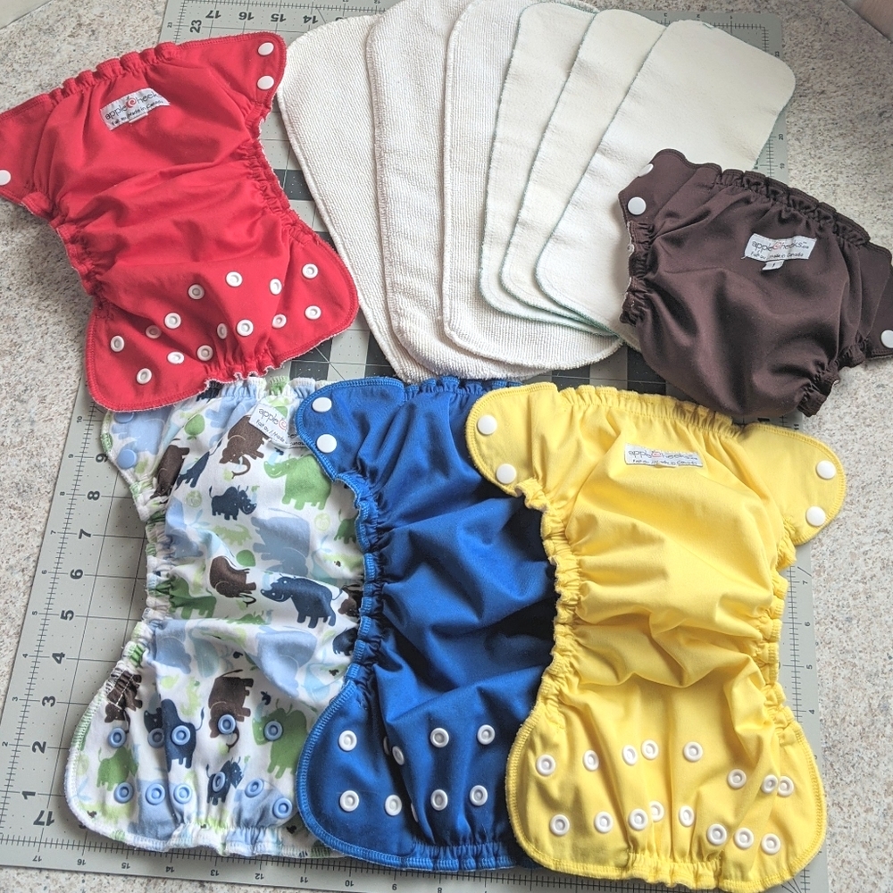5(2FREE) Newborn/Size 1 A.C. Diapers +HEMP Inserts
